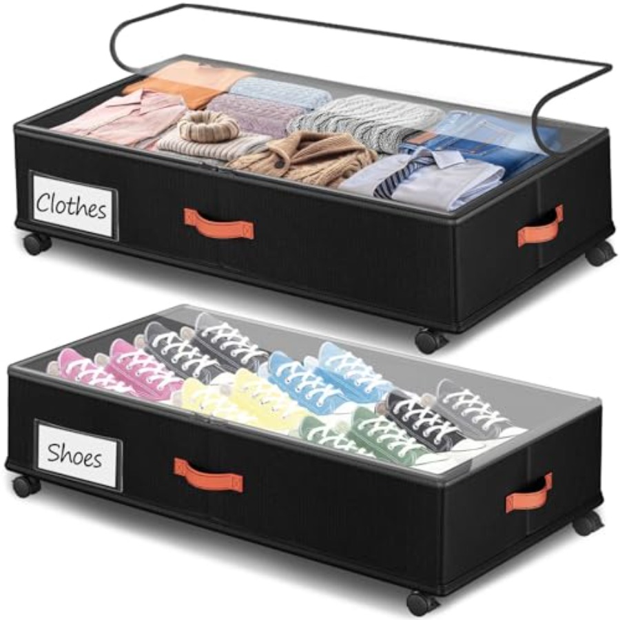 Food Storage Under Bed - 2026Under Bed Storage with Wheels 2-Pack