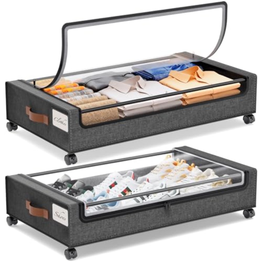 Food Storage Under Bed - 2026Under Bed Storage with Wheels 2Pack