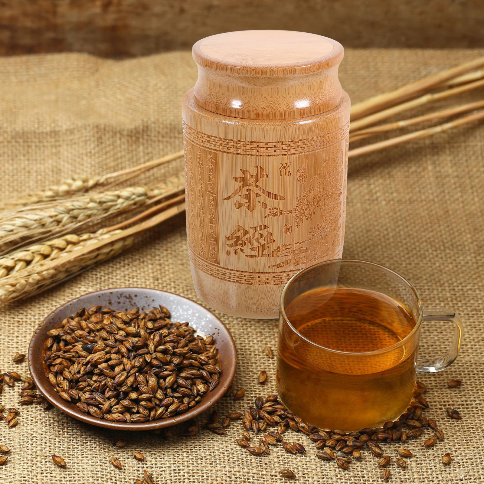 Food Storage For Restaurant - Bamboo Tea Canister Premium Style Loose