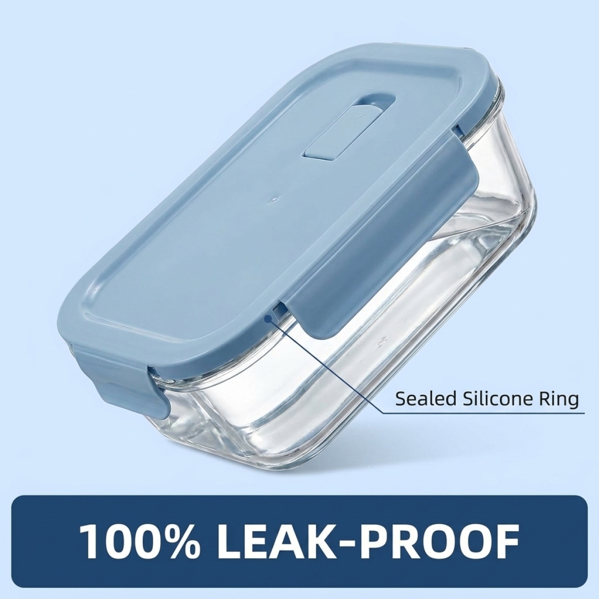 Glass Meal Prep Container - Sky Blue Glass Food Storage Container–Premium