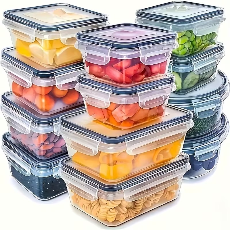 Glass Meal Prep Container - 4-Piece Clear Food Storage Containers with