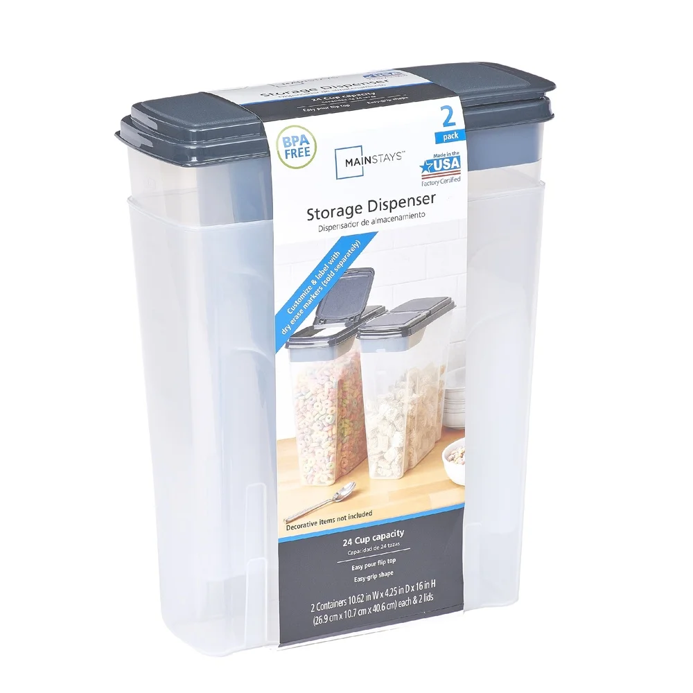 Food Storage Quart Containers - 2-Pack Plastic Cereal Dispenser Containers 6