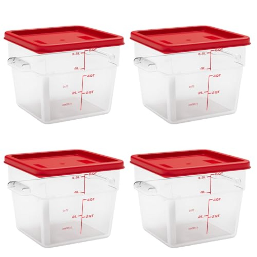 Food Storage Quart Containers - 6 Quart Set of 4 Food