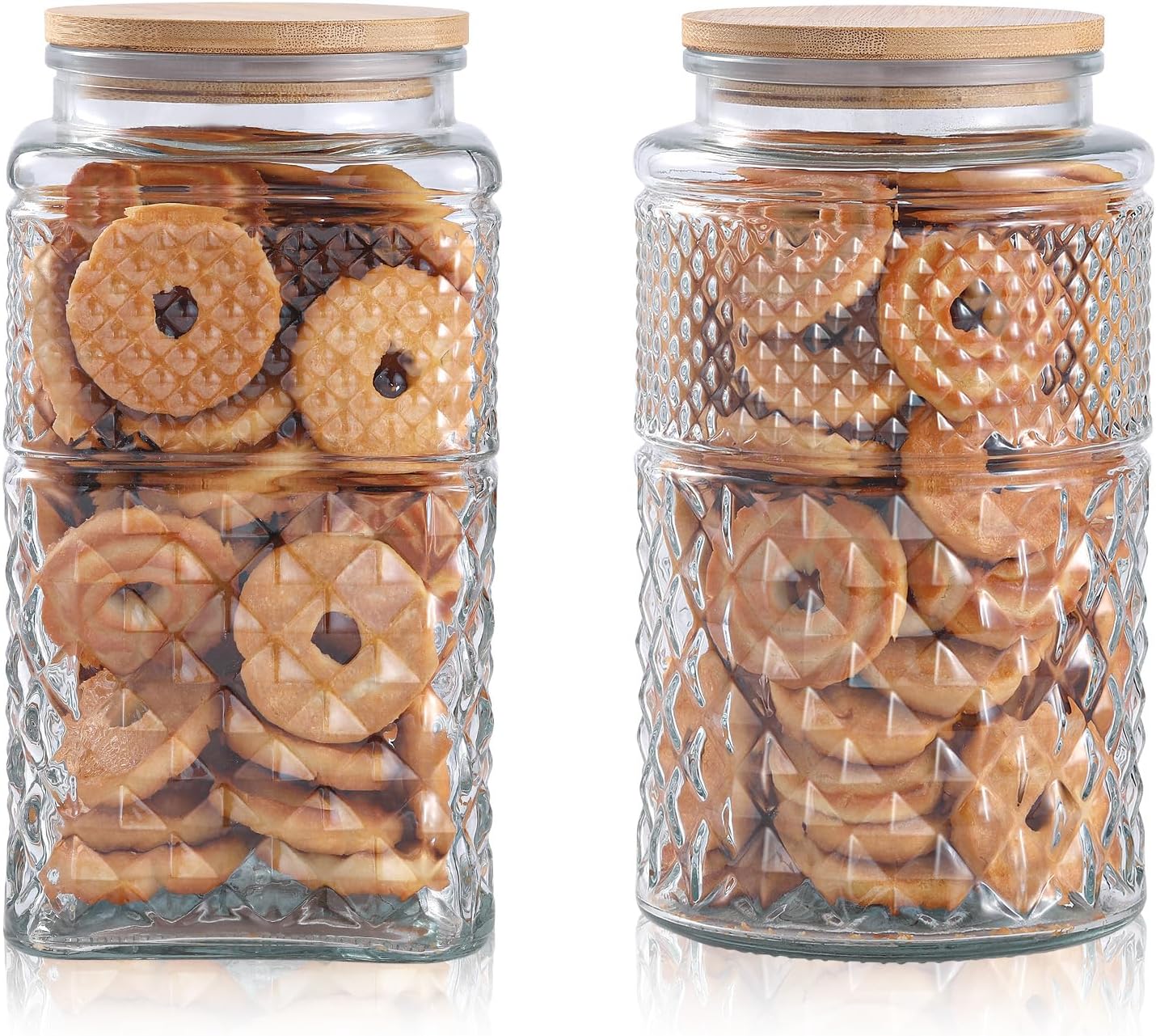 Food Storage And Containers - 0.7Gallon/2600ml Glass Cookie Jar, Set of