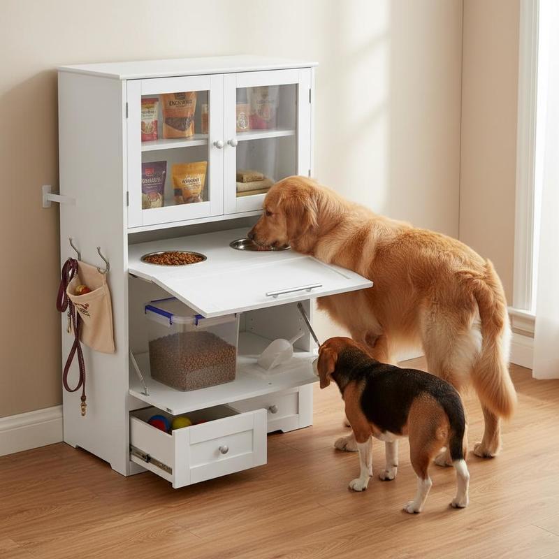Storage Tips For Food - PawHut Dog Feeding Station with 2