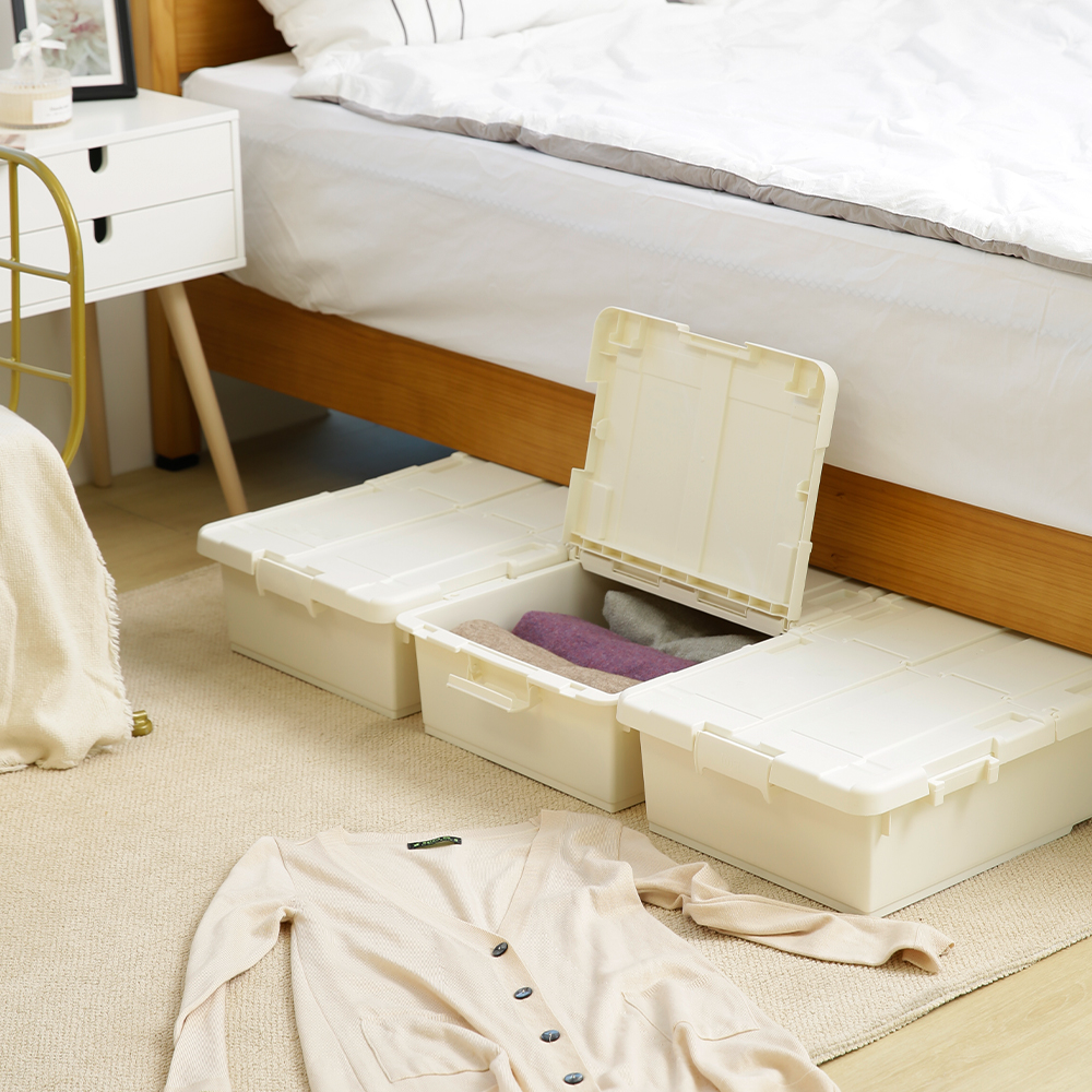 Food Storage Under Bed - 3 Ivory Underbed Storage Containers Tote