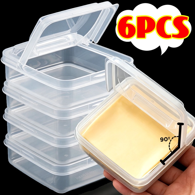 Food Storage For Refrigerator - Transparent Sliced Cheese Container with Flip