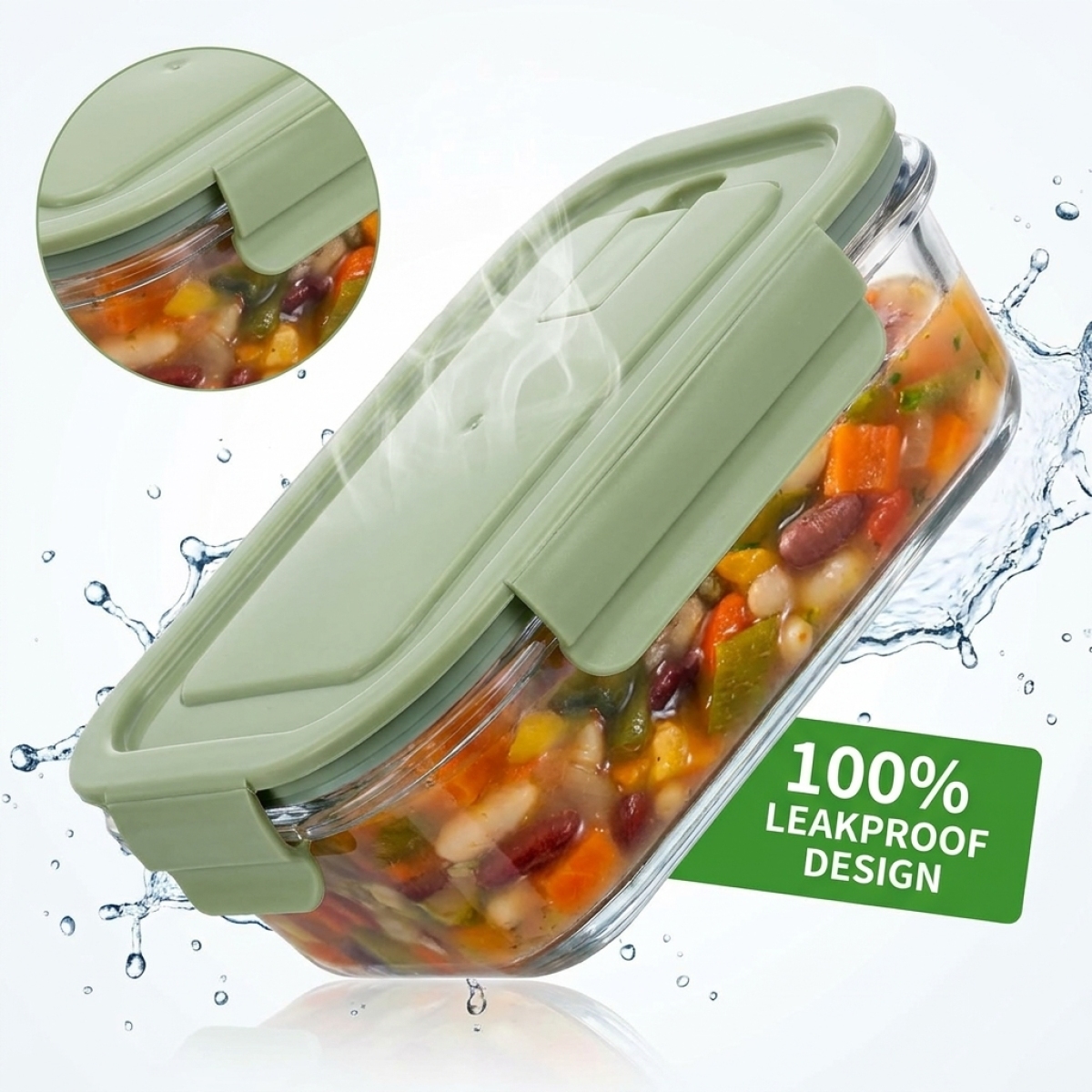 Glass Meal Prep Container - High Borosilicate Glass Lunch Box –