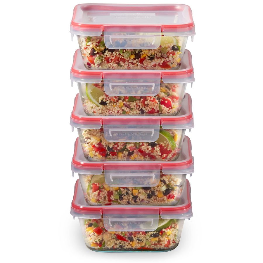 Glass Meal Prep Container - Freshlock 5Pack, 4 Cup Glass Food