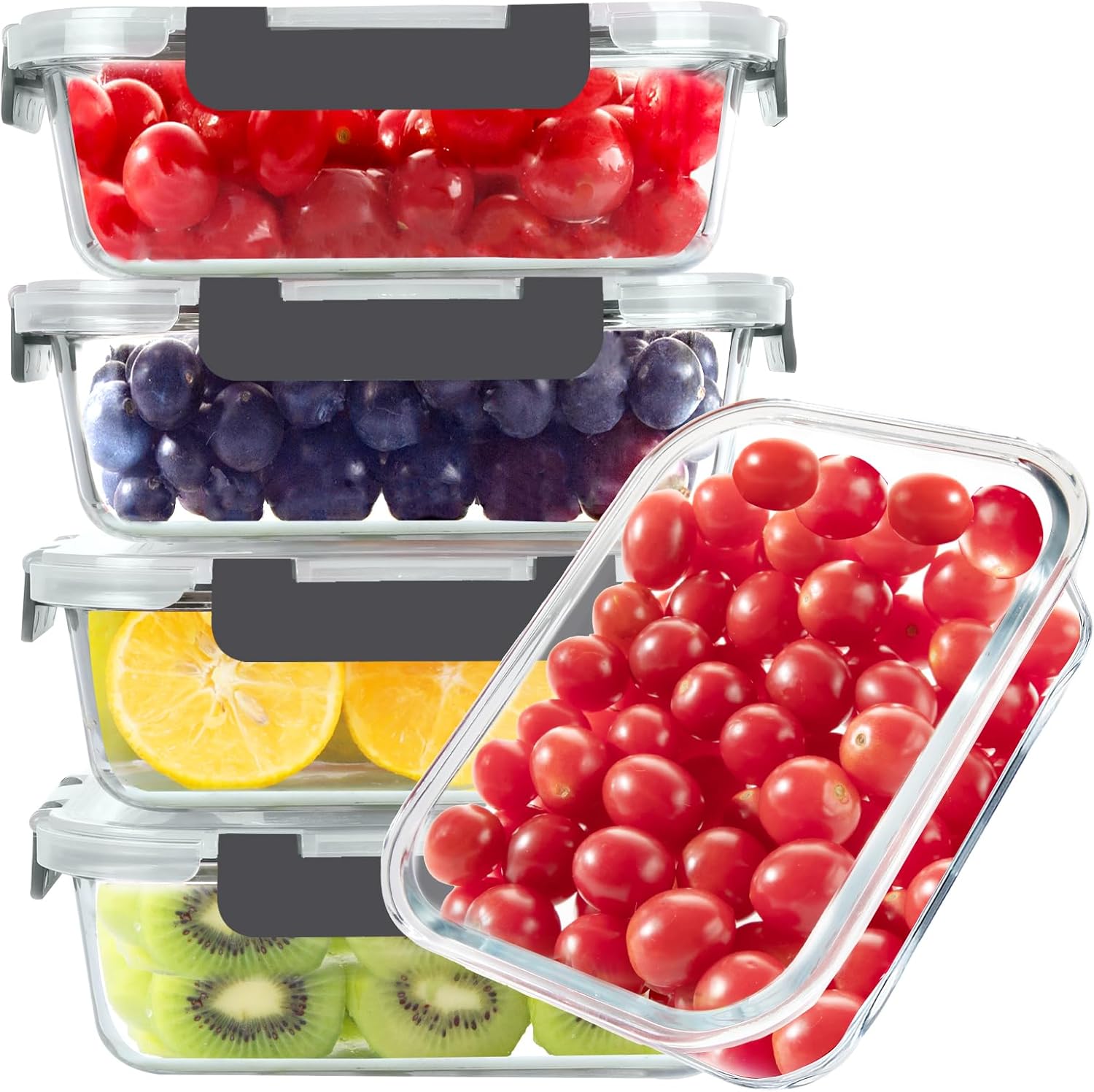 Glass Meal Prep Container - Glass Food Storage Containers, 5 Pack