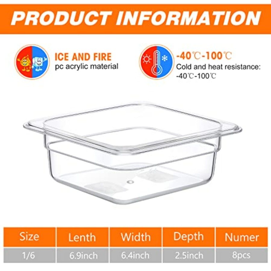 8 Pcs 1/6 Size, 2.6 Inch Deep  - Food Storage For Restaurant review and price