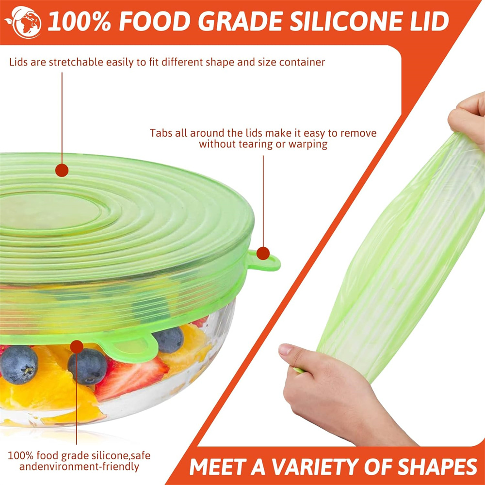 6Pcs Food Grade Silicone Prese - Silicone Stretch Lid review and price