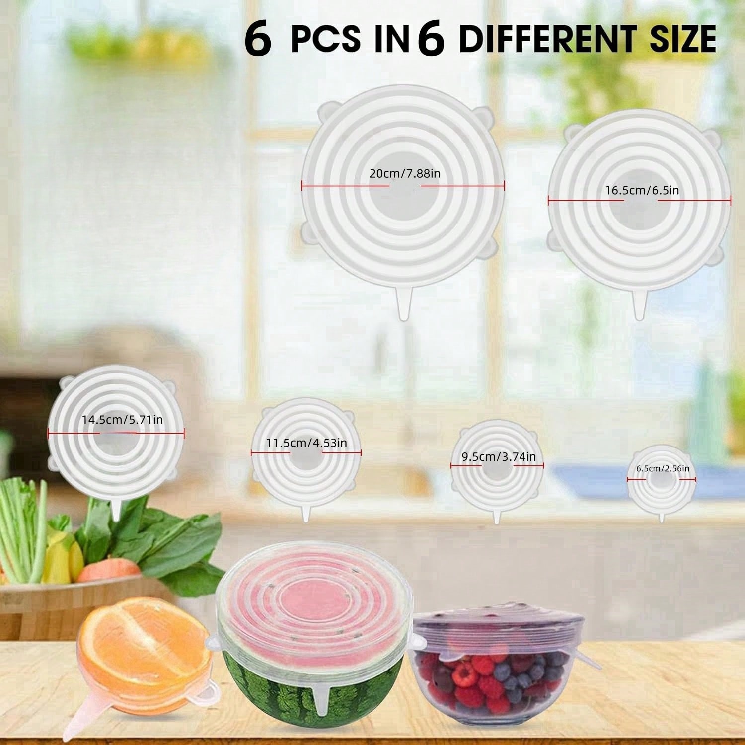 6pcs/Set Silicone Elastic Lids - Food Storage For Refrigerator review and price