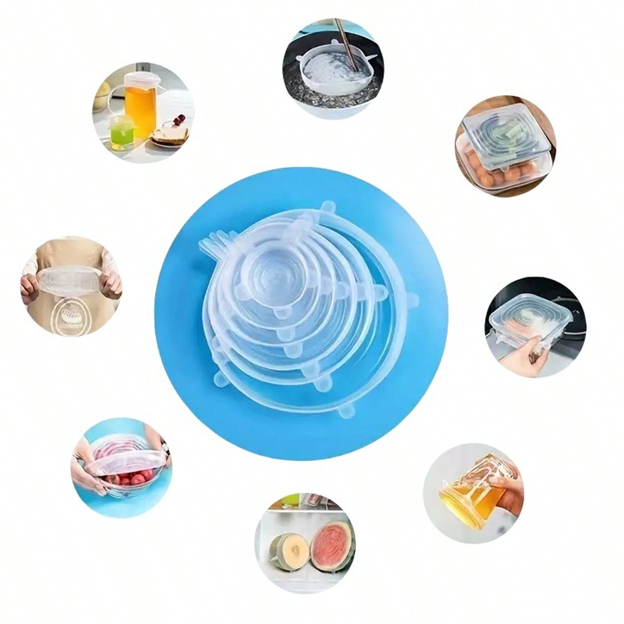 6pcs/Set Silicone Elastic Lids - Food Storage For Refrigerator review and price