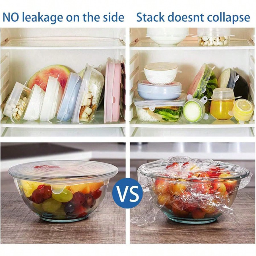 6pcs/Set Silicone Elastic Lids - Food Storage For Refrigerator review and price