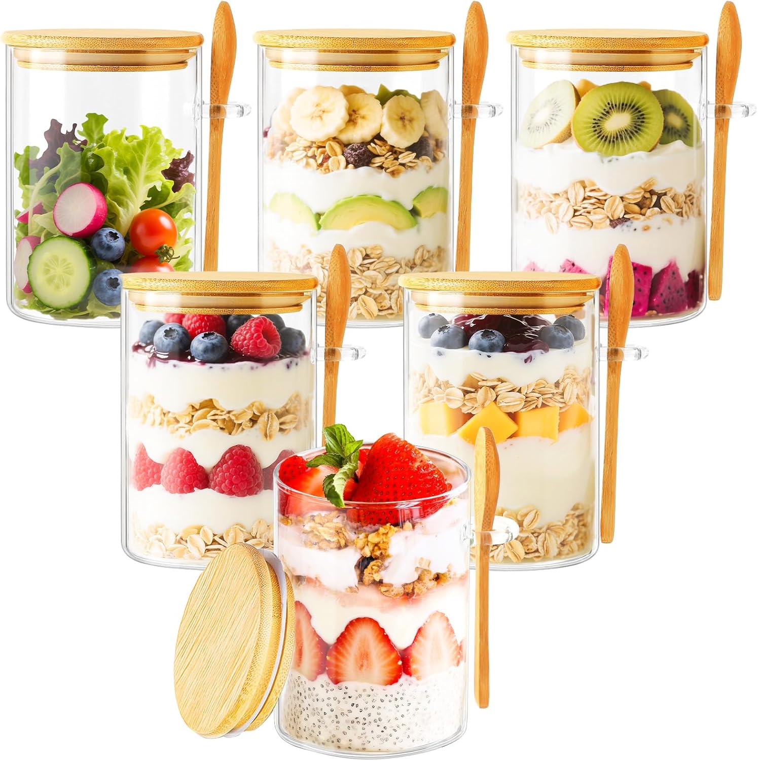 6 Pack Overnight Oats Containe - Glass Meal Prep Container review and price