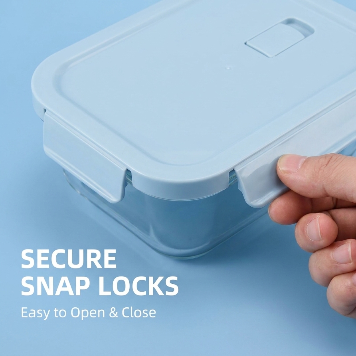 Shallow Blue Glass Bento Box–H - Glass Meal Prep Container review and price