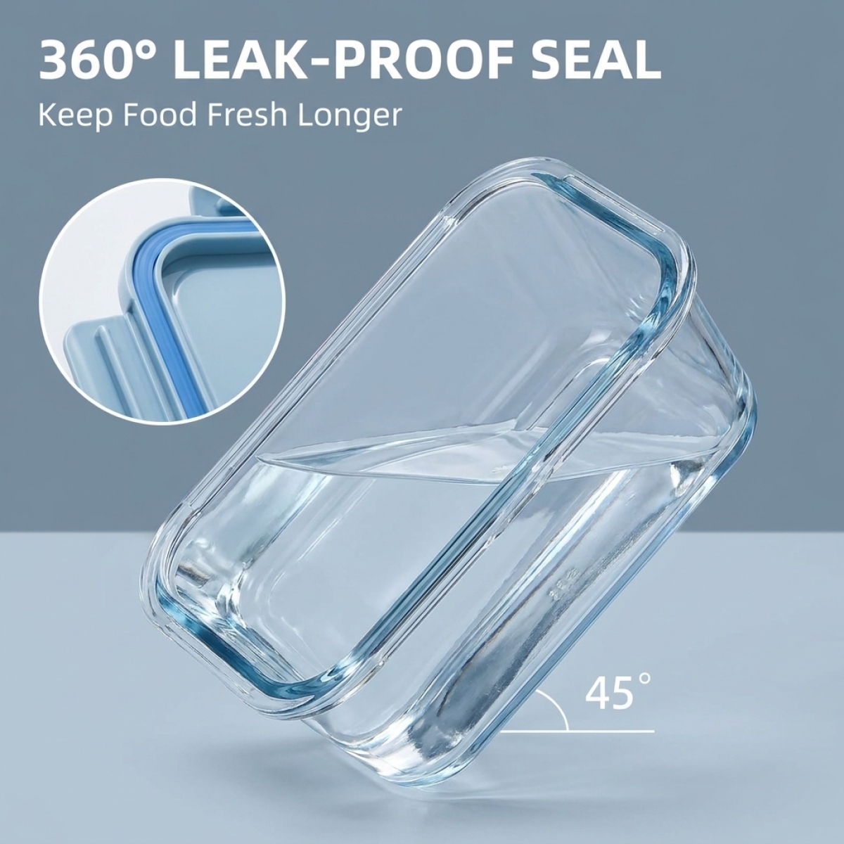 Shallow Blue Glass Bento Box–H - Glass Meal Prep Container review and price