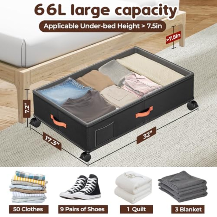2026Under Bed Storage with Whe - Food Storage Under Bed review and price