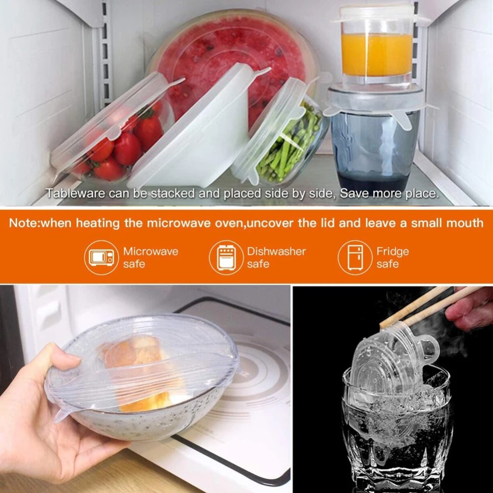 6PCS Food Reusable Fresh-keepi - Silicone Stretch Lid review and price
