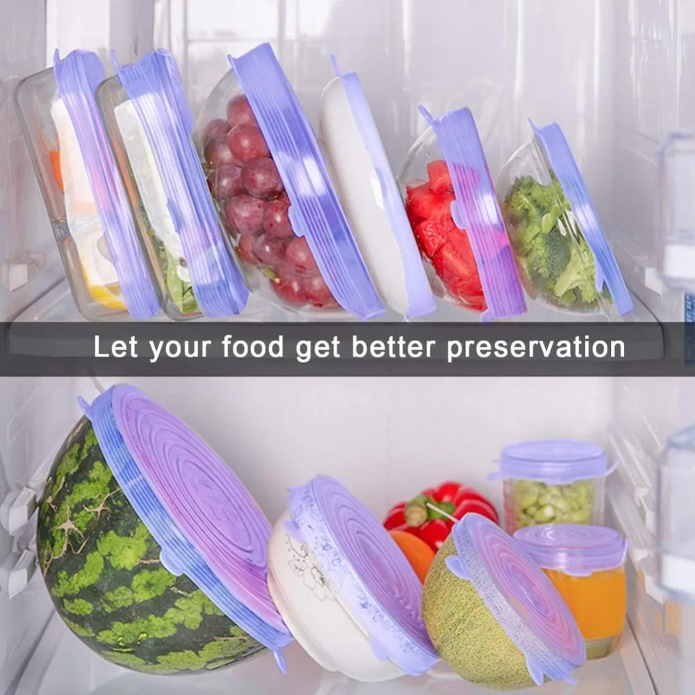 6PCS Food Reusable Fresh-keepi - Silicone Stretch Lid review and price