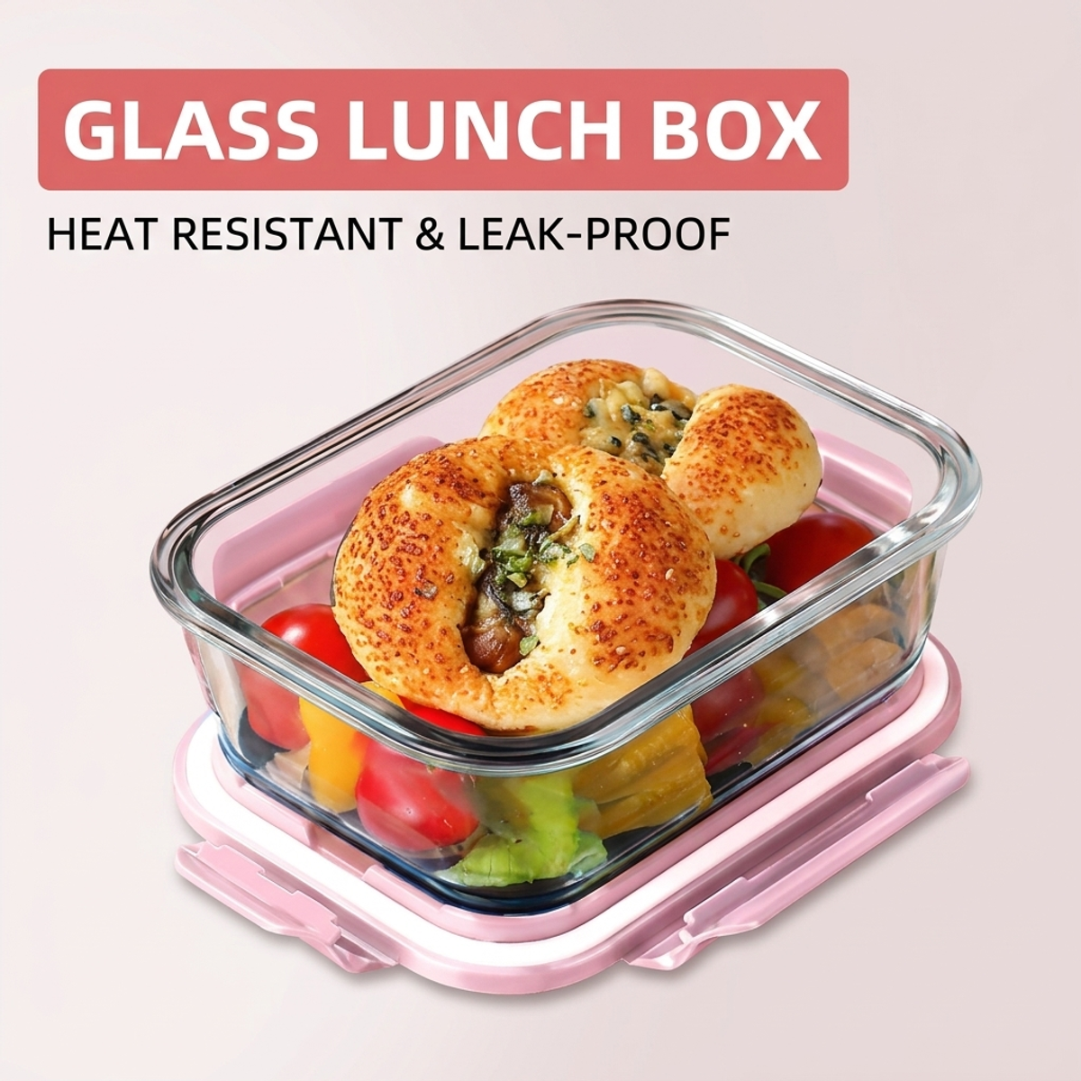 Pink Glass Bento Lunch Box,Com - Glass Meal Prep Container review and price