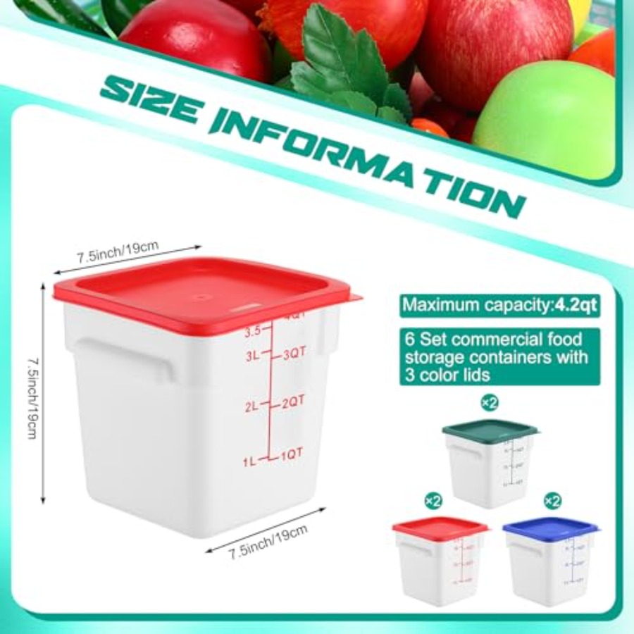 6 Pieces 4 Quart Commercial Fo - Food Storage Quart Containers review and price