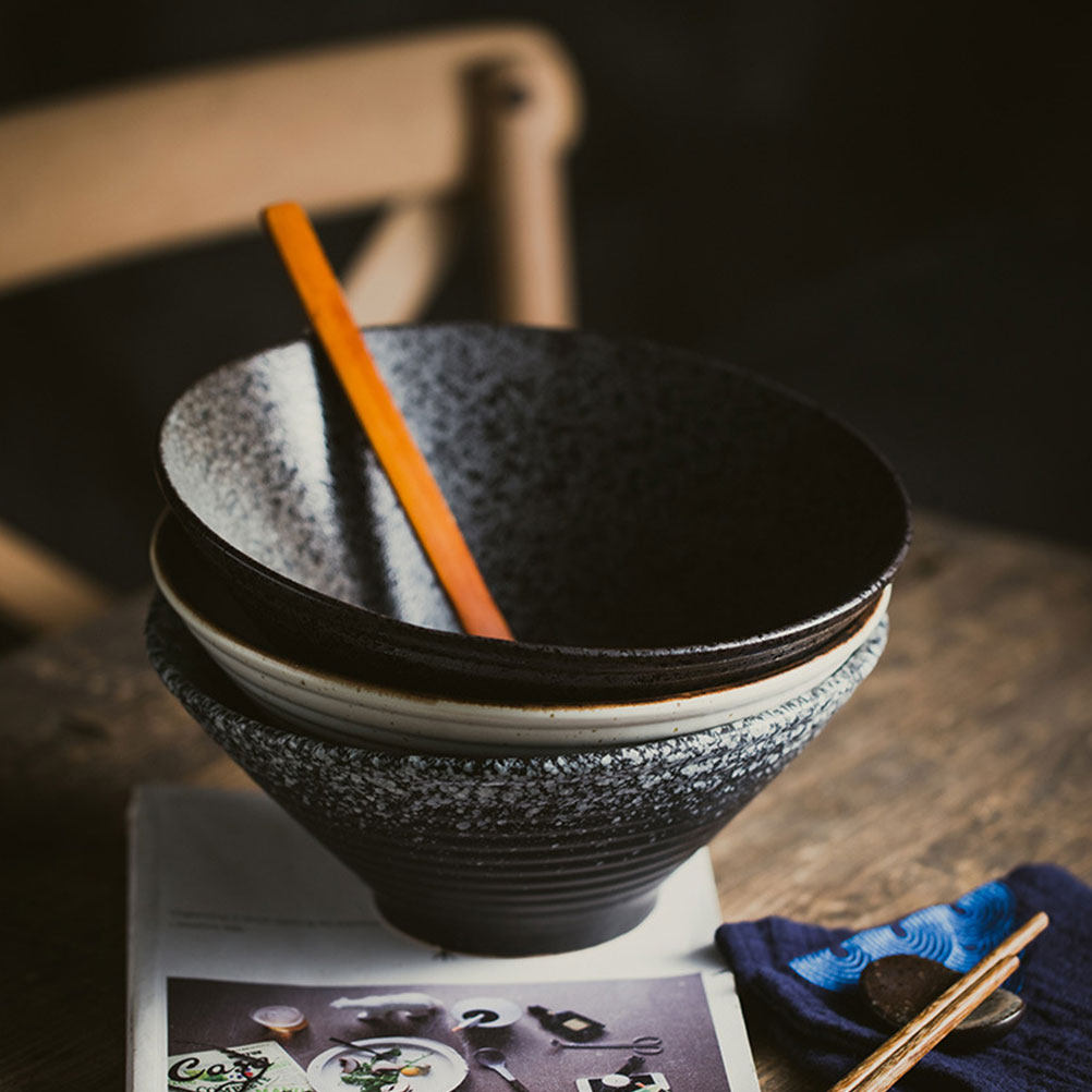 1Pcs Ceramic Ramen Bowl Black  - Food Storage For Restaurant review and price