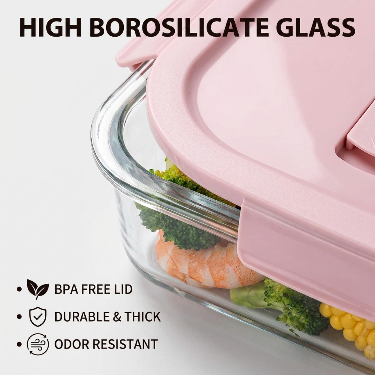 Hot Sale Pink Glass Bow–Secure - Glass Meal Prep Container review and price