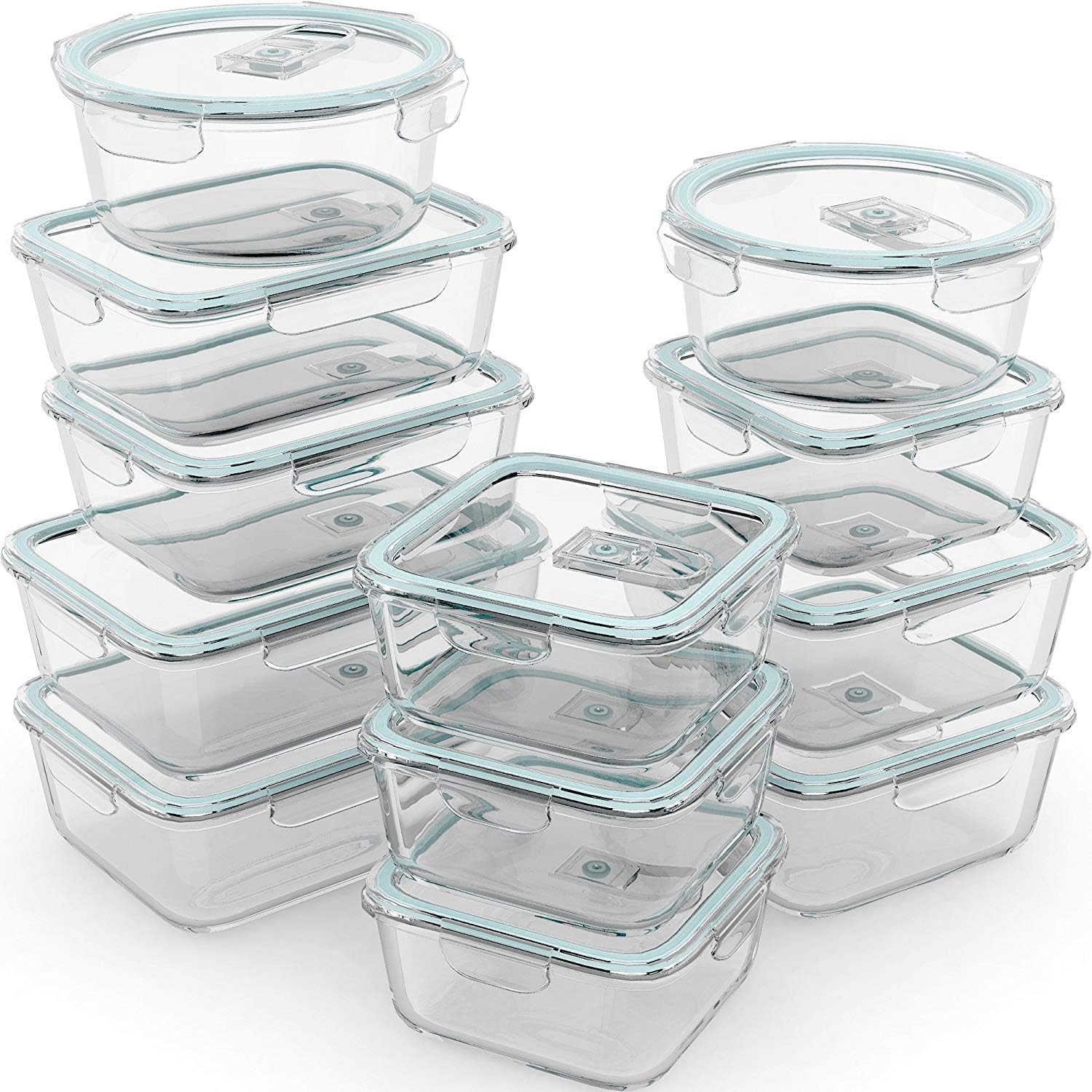 24 Pc Airtight Glass Food Stor - Glass Meal Prep Container review and price