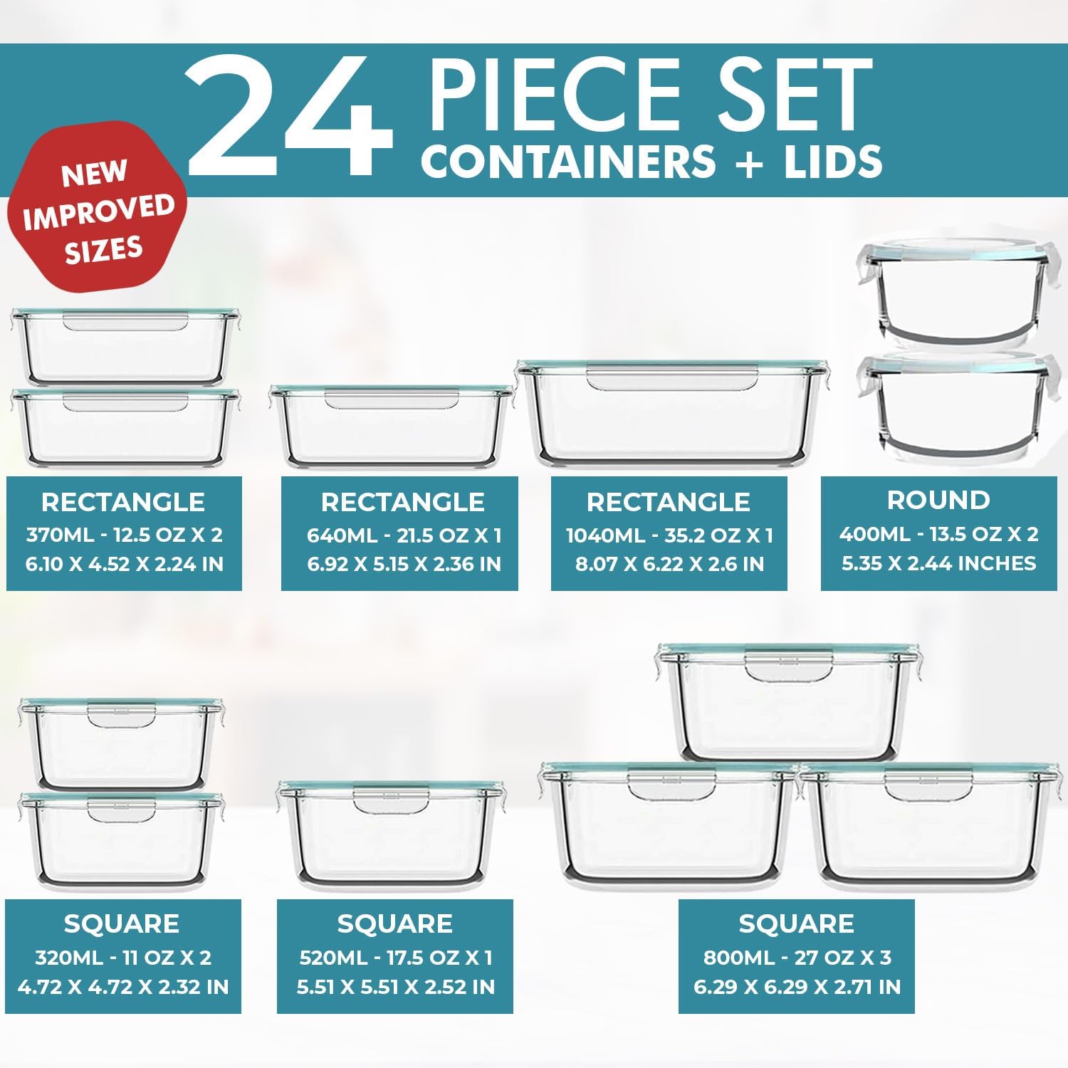 24 Pc Airtight Glass Food Stor - Glass Meal Prep Container review and price