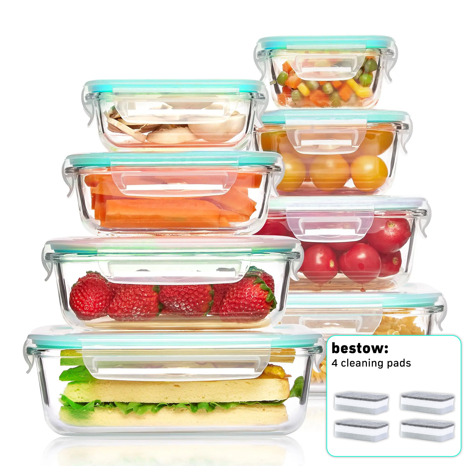 8-Pack Airtight Glass Food Sto - Glass Meal Prep Container review and price