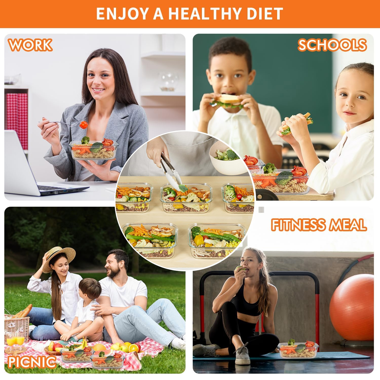 8-Pack Airtight Glass Food Sto - Glass Meal Prep Container review and price