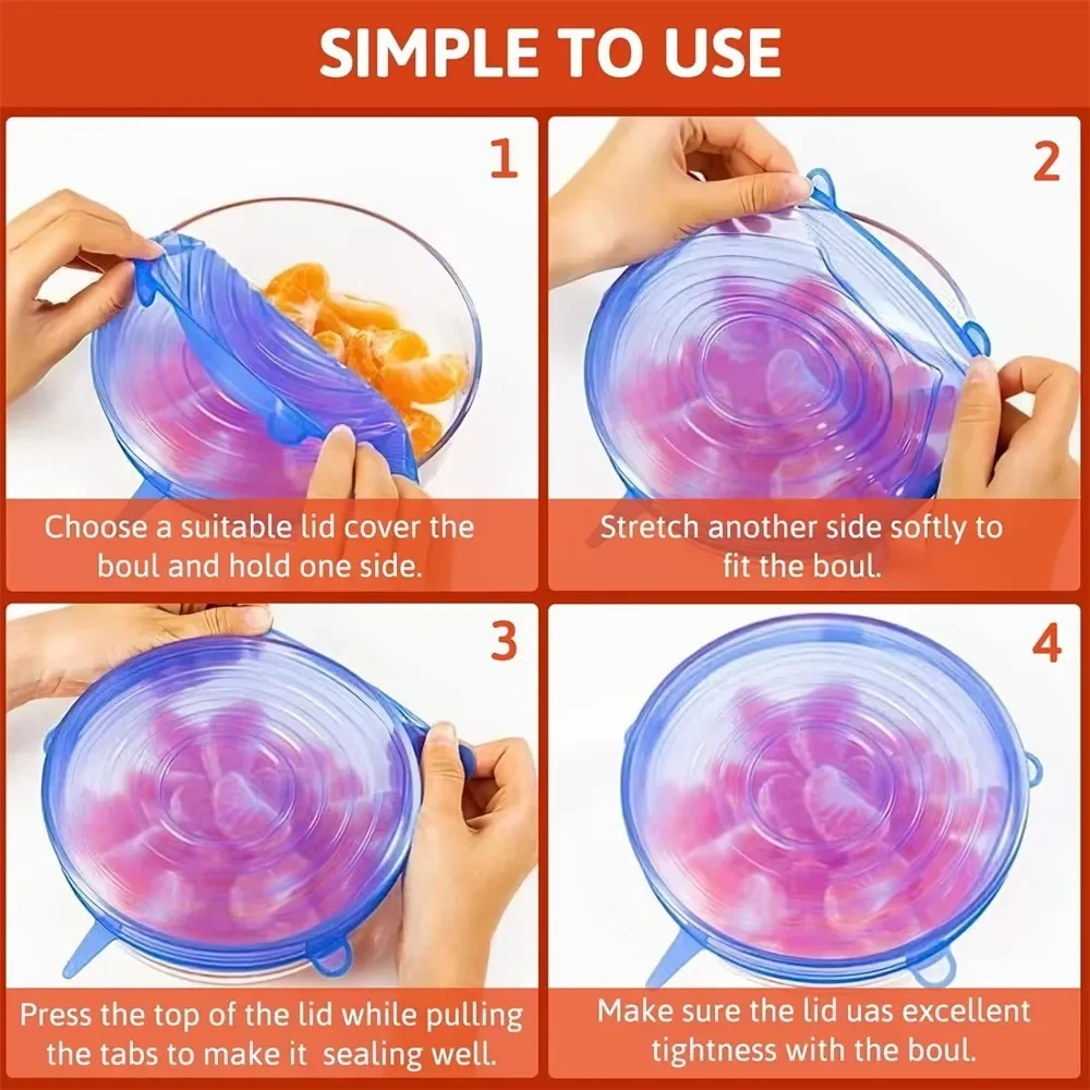 6Pcs Food Grade Silicone Prese - Silicone Stretch Lid review and price