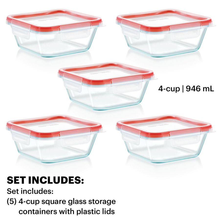 Freshlock 5Pack, 4 Cup Glass F - Glass Meal Prep Container review and price